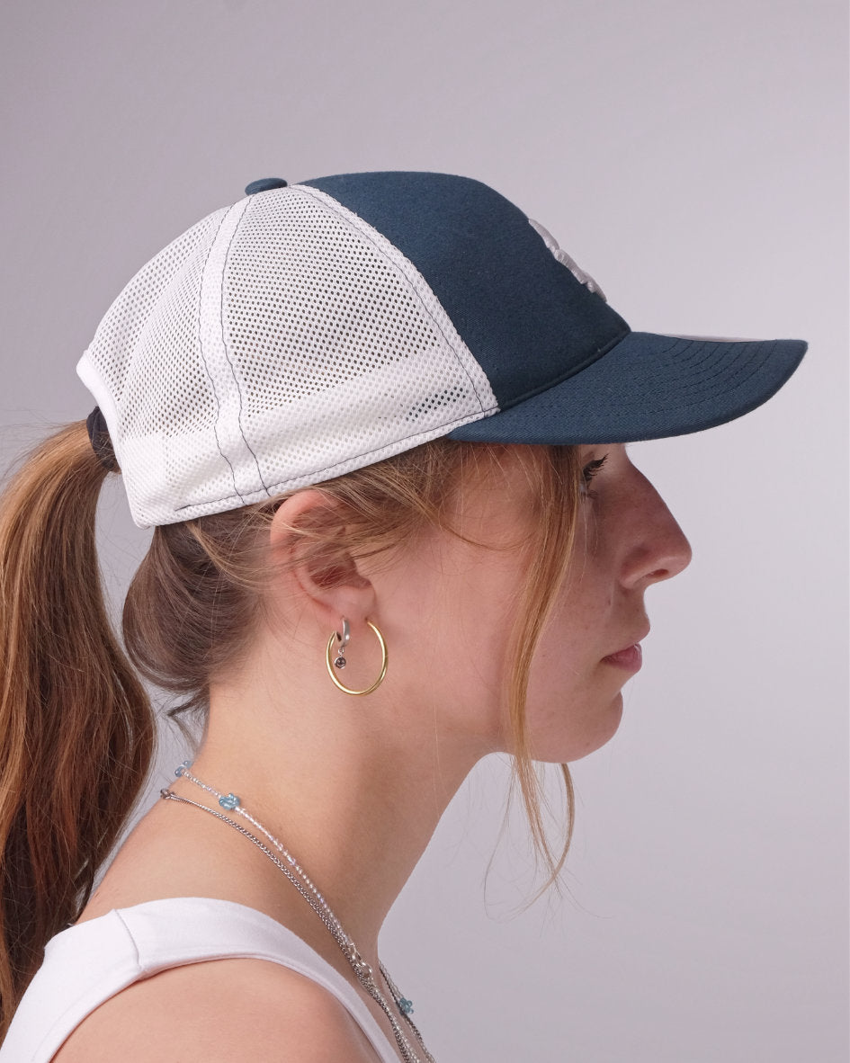 Ice Blue Finnish Lily Flower Mesh Cap